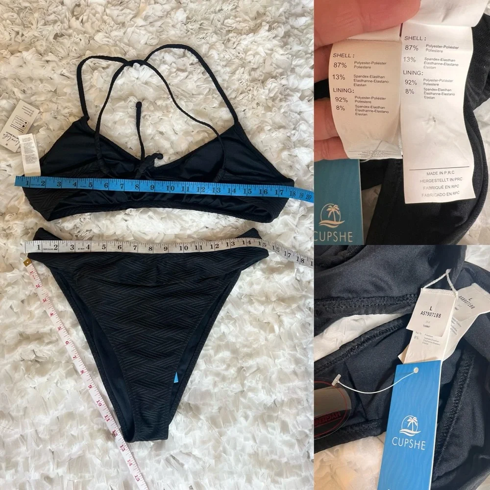 NWT Bikini Sets‎ for Women Crisscross Self Tie Spaghetti Straps V Neck Low Waist